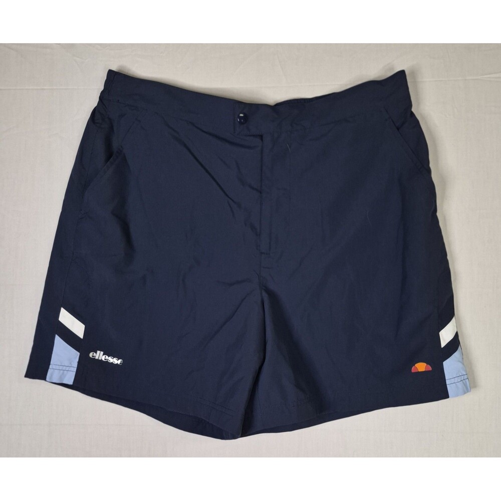 Ellesse Shorts Mens Size XL Navy Blue Cotton Nylon Blend Cargo Lined Sports